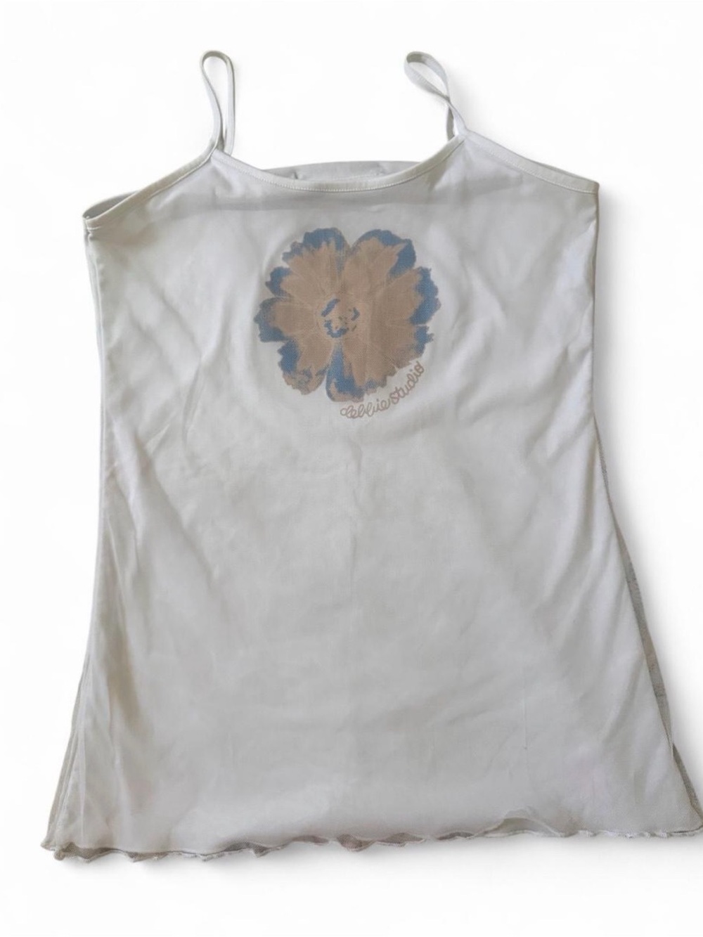 White Floral Graphic Slip Tank Top